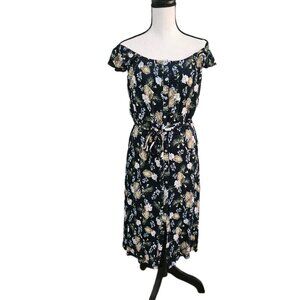 Everly Large Floral Button Down Off-Shoulder Dress